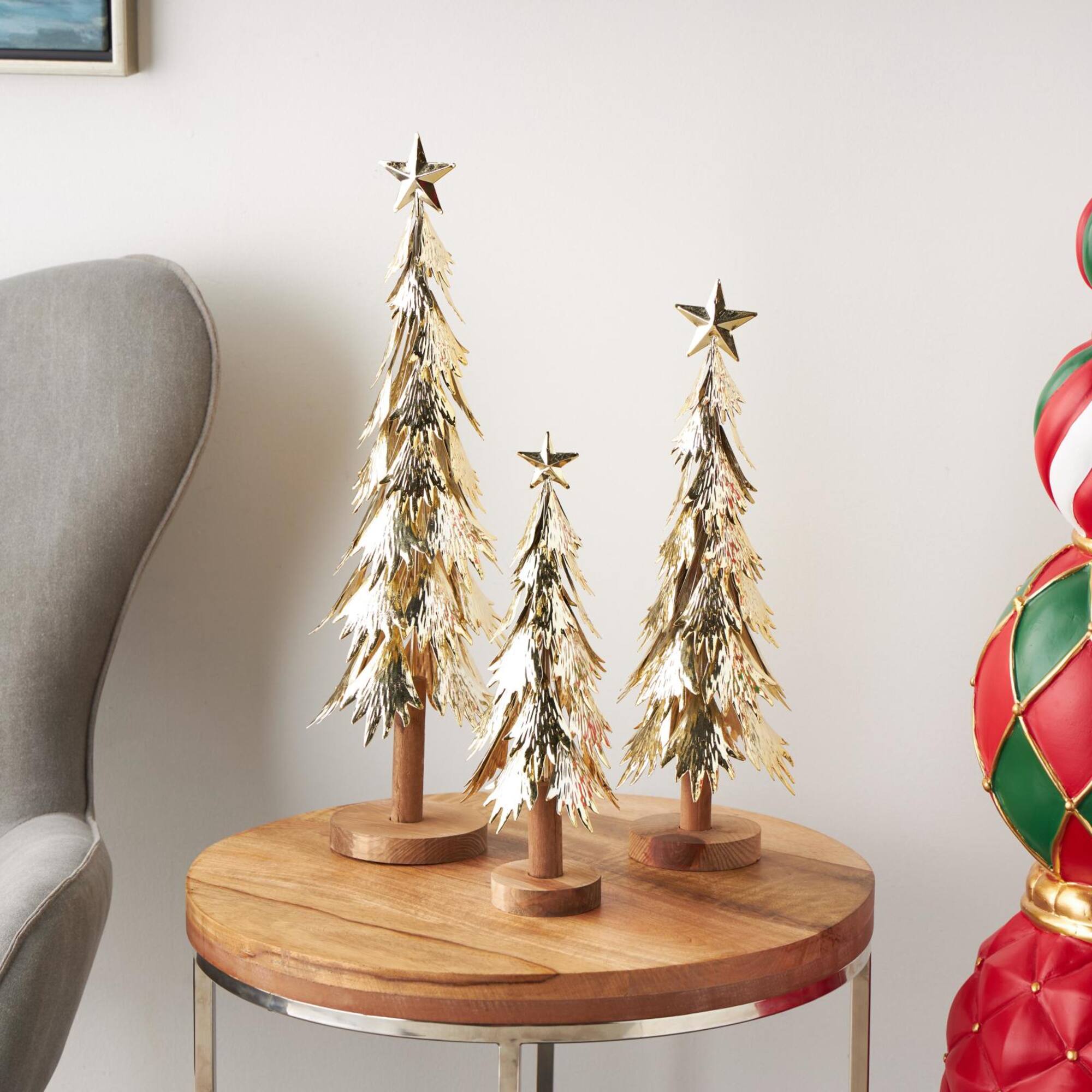 Gold Metal Layered Branch Christmas Tree Set